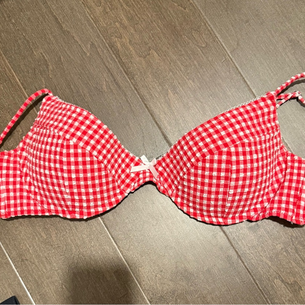Whitefox Red gingham bikini top